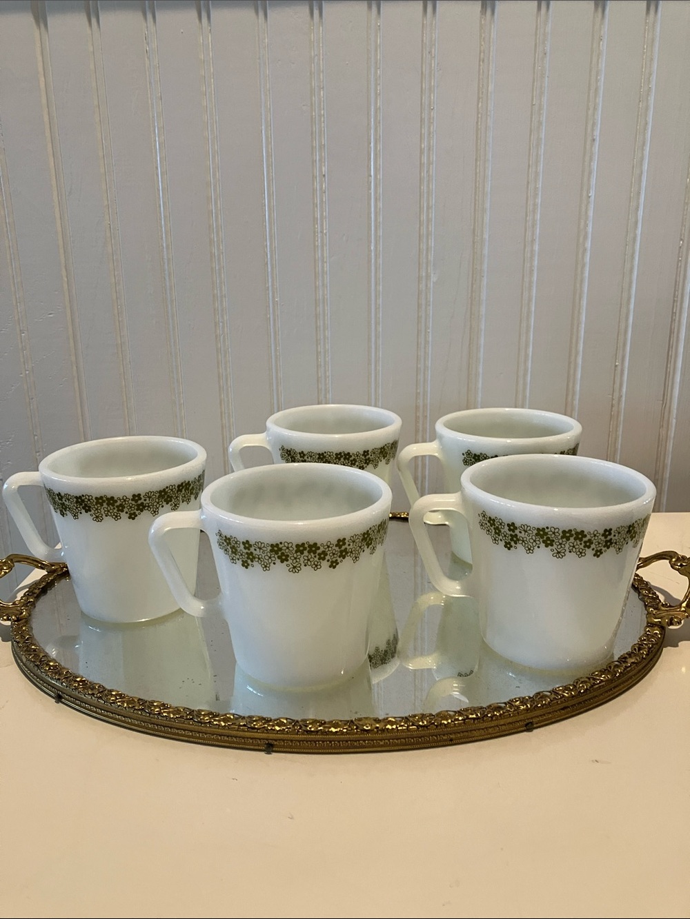 Pyrex Crazy Daisy Spring Blossom Milk Glass Coffee Cup Mugs D Handle (5)